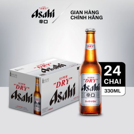 Bia Asahi Super Dry 5% - Thùng 24 Chai 330ml (Date: 01/08/25)
