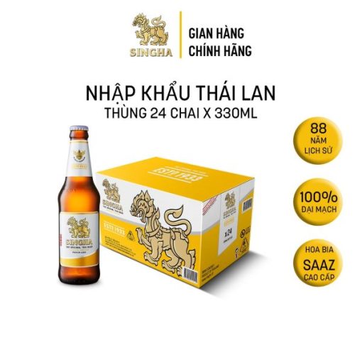 Bia Thái Singha Lager 5% – Thùng 24 Chai 330ml