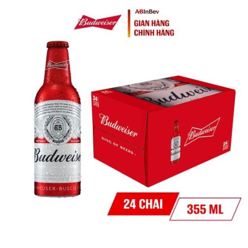 Bia Budweiser Aluminum 5% - Thùng 24 Chai Nhôm 355ml