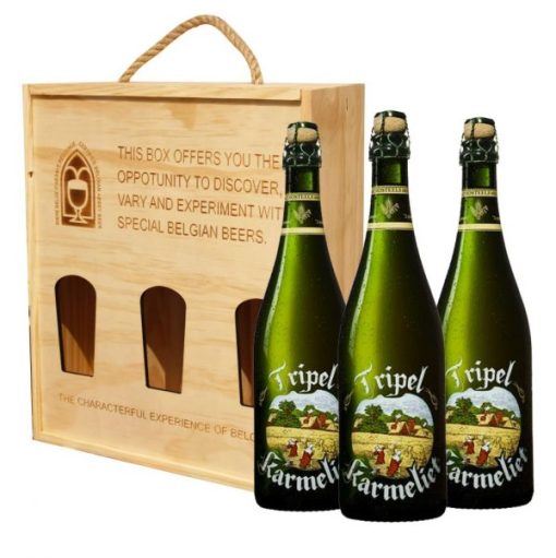 Hộp Gỗ 3 Chai Bia Karmeliet Tripel 8,4% – Chai 750ml