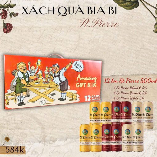 Xách Quà Bia Bỉ St. Pierre - 12 Lon 500ml