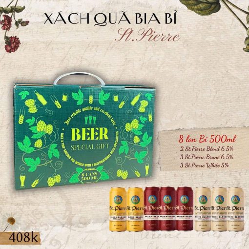 Xách Quà Bia Bỉ St. Pierre - 8 Lon 500ml