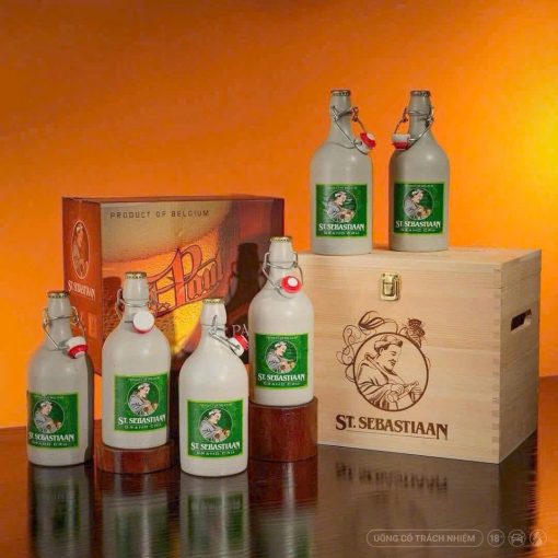 Hộp Gỗ Bia Sứ St. Sebastiaan Grand Cru 7,5% - 6 Chai 500ml