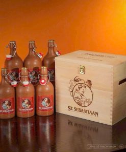 Hộp Quà Gỗ Bia Sứ St. Sebastiaan Dark 6,9% - 6 Chai 500ml