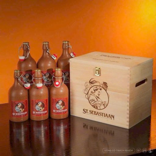 Hộp Quà Gỗ Bia Sứ St. Sebastiaan Dark 6,9% - 6 Chai 500ml