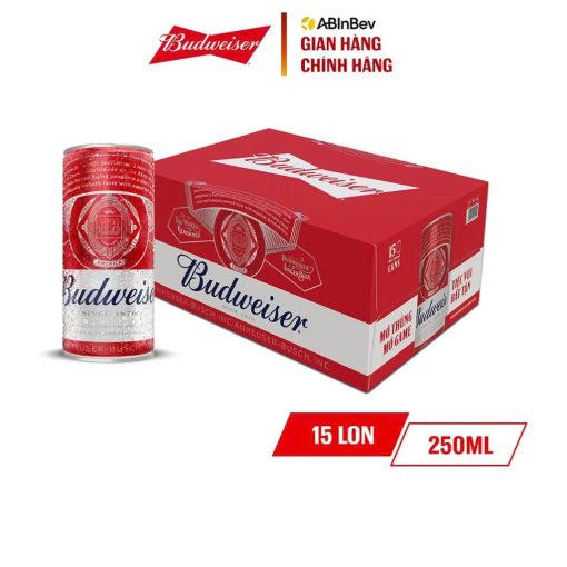 Bia Budweiser Party Pack 5% - Thùng 15 Lon 250ml