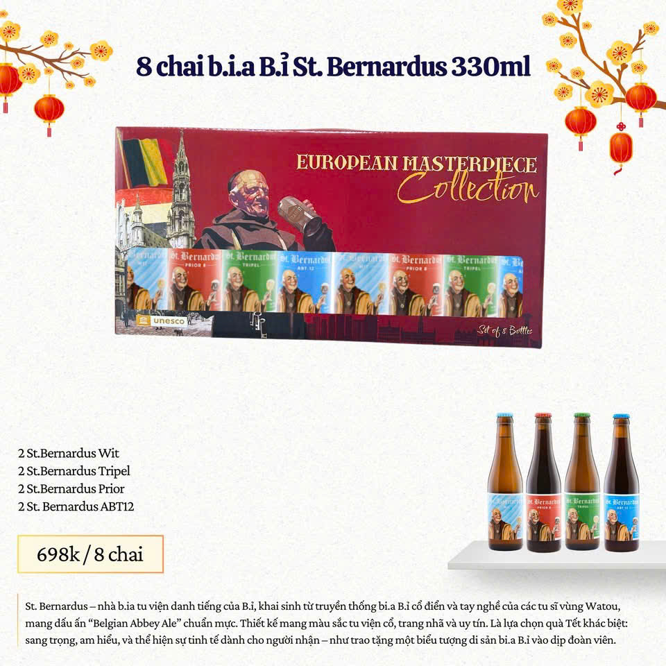 Xách Quà Bia Bỉ St. Bernardus Mix - 8 Chai 330ml