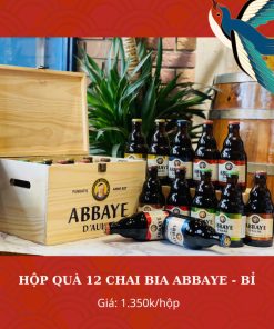 Hộp Quà Gỗ Bia Bỉ Abbaye D'Aulne - 12 Chai 330ml