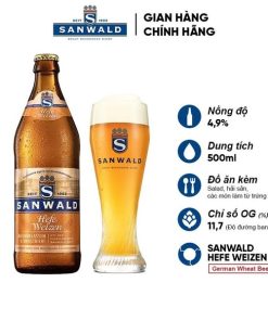 Bia Sanwald Hefeweizen 4.9% – Thùng 20 chai 500ml (BBF: 09/09/25)