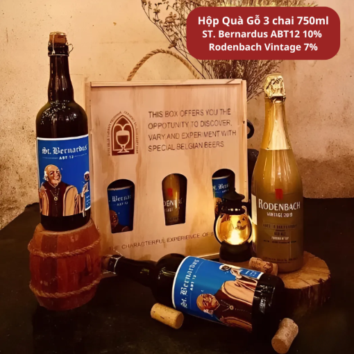 Hộp Gỗ Bia Bỉ - 3 Chai 750ml