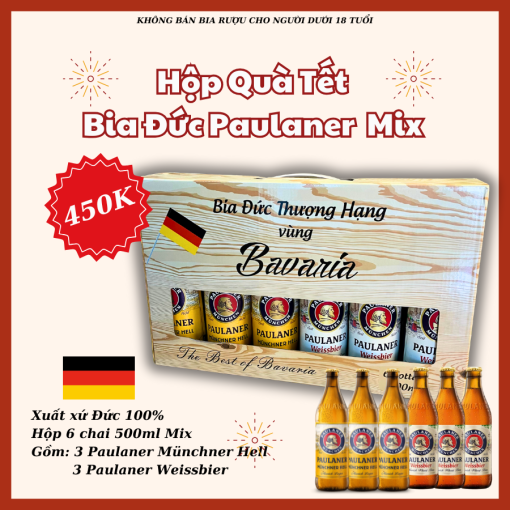 Hộp Quà Bia Đức Paulaner Mix - 6 Chai 500ml