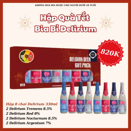 Hộp Quà Bia Bỉ Delirium Mix - 8 Chai 330ml