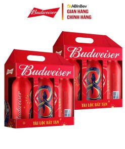 Bia Budweiser Aluminum 5% Tết 2025   - Set 6 Chai Nhôm 355ml