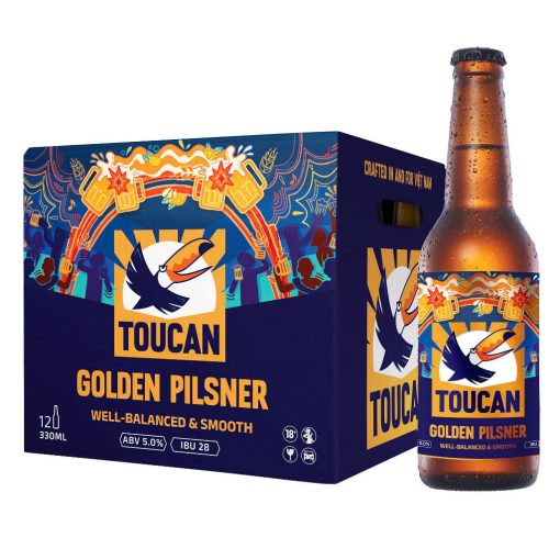 Bia Toucan Golden Pilsner 5% - Thùng 12 Chai 330ml