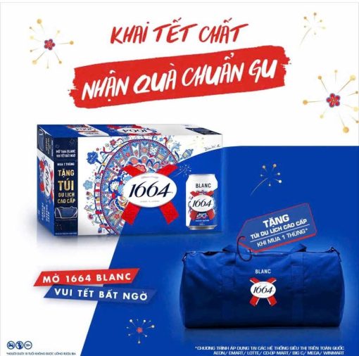 Bia Kronenbourg 1664 Blanc 5% – Thùng 24 Lon 330ml (Tặng Kèm Túi)