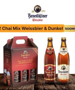 Bia Benediktiner Mix 2 Vị Weissbier & Dunkel - Set 12 Chai 500ml