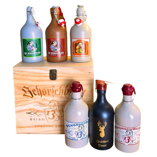 Hộp Quà Gỗ Bia Sứ Mix  - 6 Chai 500ml