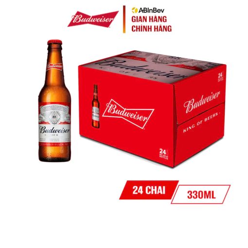 Bia Budweiser 5% OW – Thùng 24 Chai 330ml