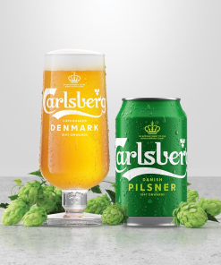 Bia Carlsberg Danish Pilsner 5% - Thùng 24 Lon 330ml (Tặng 2 Ly Chính Hãng)