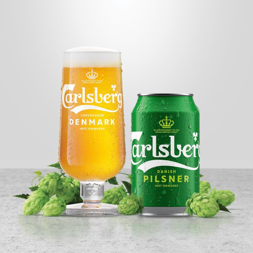 Bia Carlsberg Danish Pilsner 5% - Thùng 24 Lon 330ml (Tặng 2 Ly Chính Hãng)