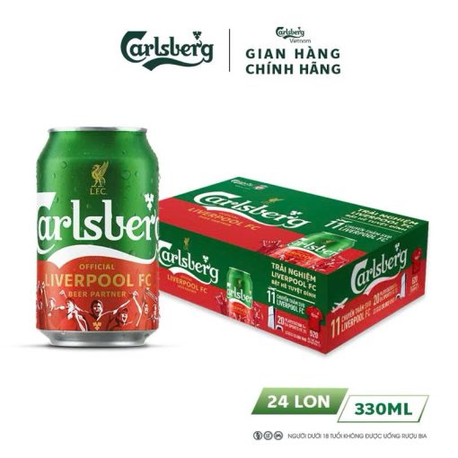 Bia Carlsberg Danish Pilsner 5% - Thùng 24 Lon 330ml (TẶNG 01 LY CHÍNH HÃNG)
