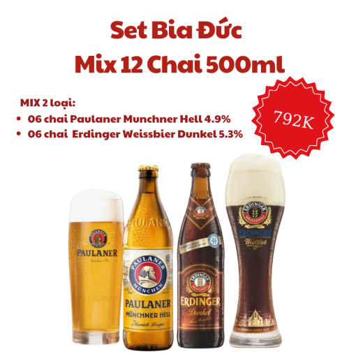 Set Bia Đức Mix - 12  Chai 500ml (Mix 2 loại)