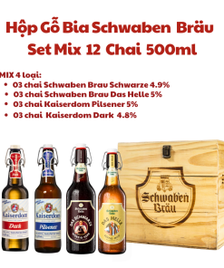 Hộp Gỗ Bia Đức Mix  - Set 12  Chai 500ml