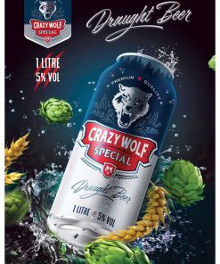 Bia Tươi Crazy Wolf Special 5% - Thùng 6 Lon 1L