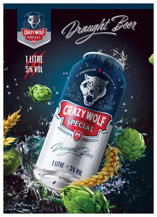 Bia Tươi Crazy Wolf Special 5% - Thùng 6 Lon 1L