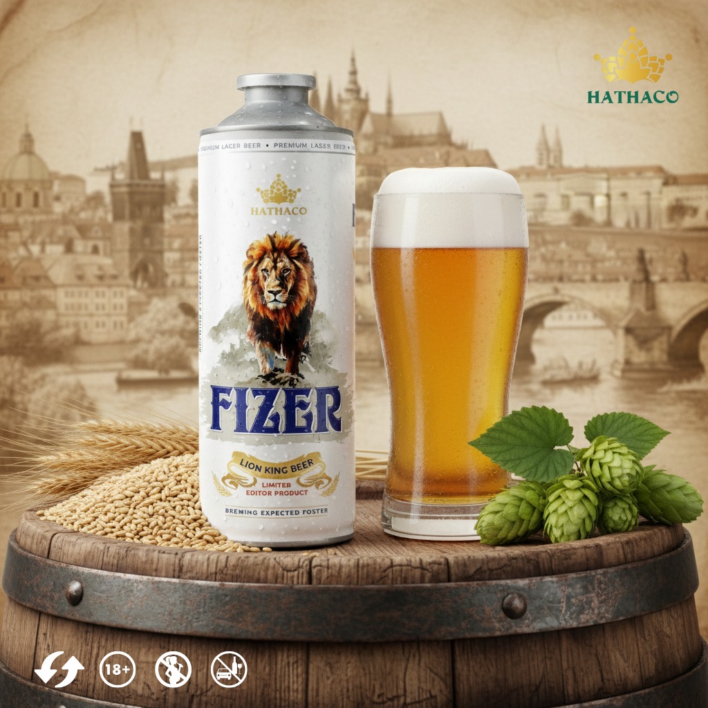 Bia Tươi Hathaco Fizer Lion 5.2% - Thùng 8 Bình 1L