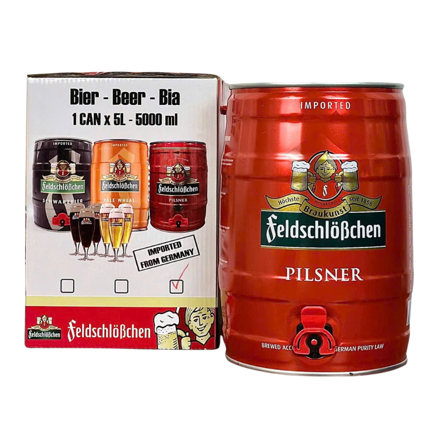 Bia Đức FeldschloBchen Pilsner 4.9% – Thùng 2 Bom 5L