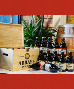 Hộp Quà Gỗ Bia Bỉ Abbaye D'Aulne Mix 6%&9%  - Set 12 Chai 330ml