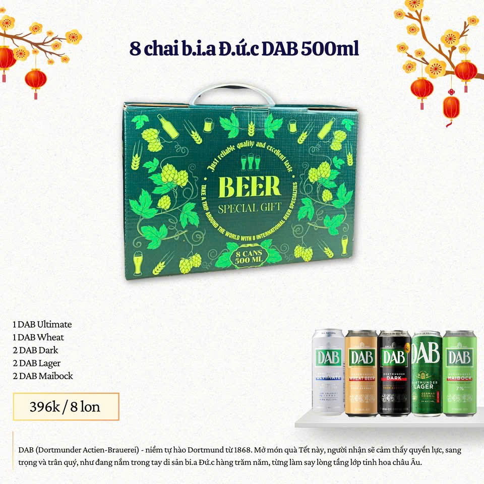 Xách Quà Bia Đức DAB Mix - 8 Lon 500ml