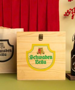 Hộp Quà Gỗ Bia Đức Schwaben Bräu Das Schwarze 4.9% – 12 Chai 500ml