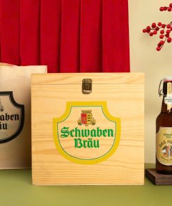 Hộp Quà Gỗ Bia Đức Schwaben Bräu Das Helle 5% – 12 Chai 500ml