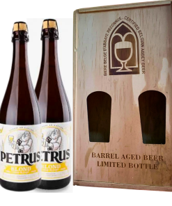 Hộp Quà Gỗ Bia Bỉ Petrus Blond 6.5% – 2 Chai 750ml