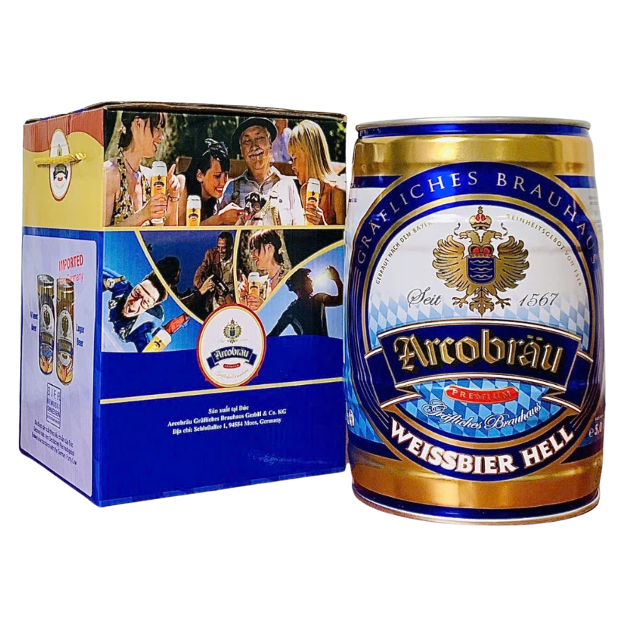 Bia Đức Arcobrau Weissbier Hell 5.3% – Thùng 2 Bom 5L