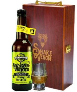 Hộp Quà Gỗ Bia Scotland Snake Venom 67.5% - Set 1 Chai 330ml + 1 Ly