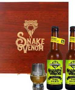Hộp Quà Gỗ Bia Scotland Snake Venom 67.5% - Set 2 Chai 330ml + 2 Ly