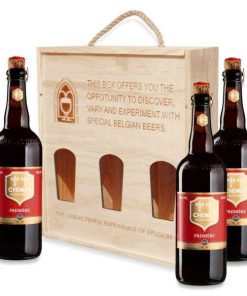 Hộp Quà Gỗ Bia Bỉ Chimay Đỏ 7% – Set 3 Chai 750ml