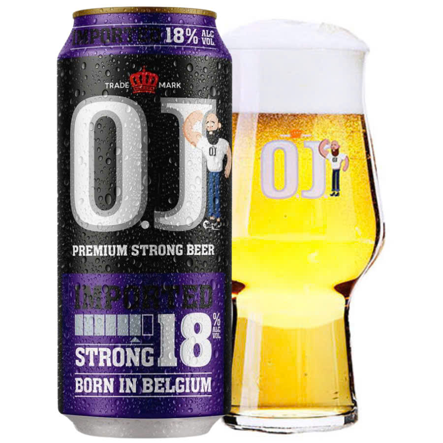 Bia Bỉ OJ Premium Strong 18% – Thùng 24 Lon 500ml (Date Sale: 06/26)