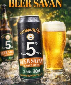 Bia Lào Savan Lager 5% – Thùng 24 Lon 500ml