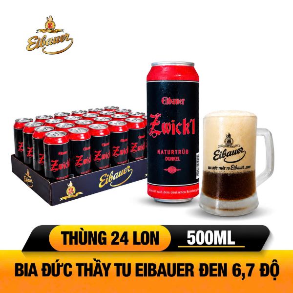 Bia Đức Eibauer Zwick’l Naturtrub Dunkel 6.7% – Thùng 24 Lon 500ml